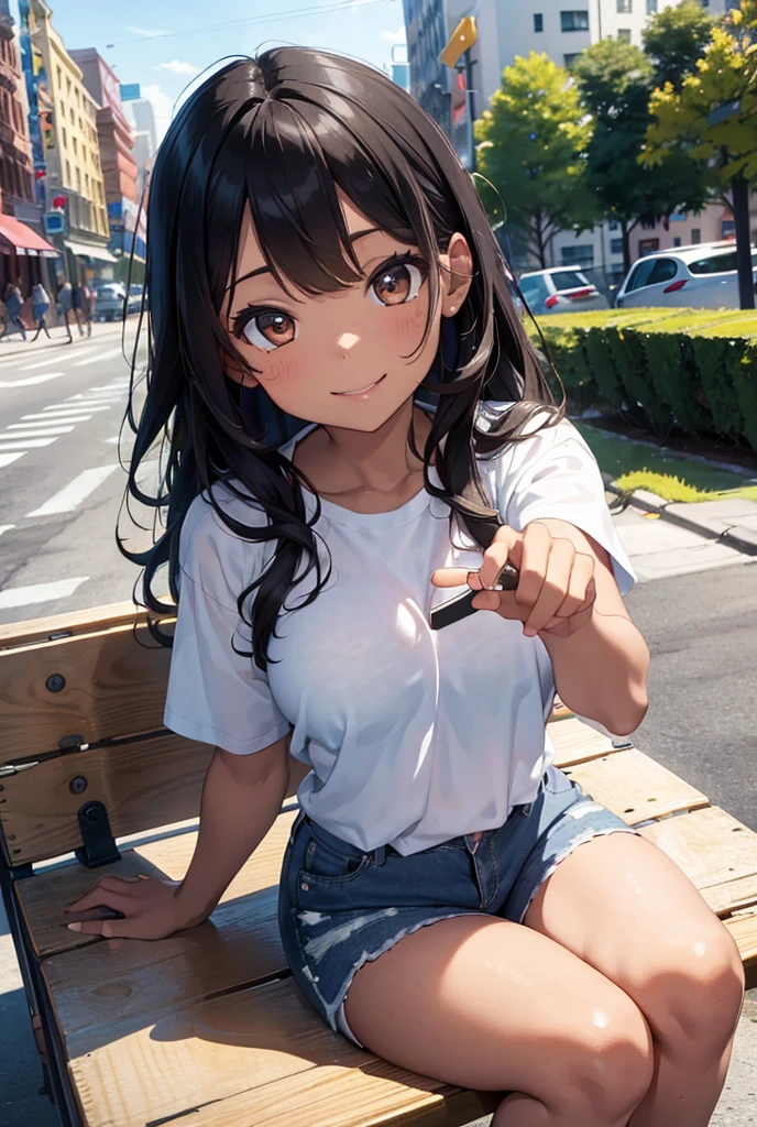 (top-quality、hight resolution), A young boy is confessing his feelings to an older woman. The older woman is smiling with a mix of amusement and affection, her expression teasing but not cruel. She looks at the boy with a slightly raised eyebrow and a playful, knowing smile, saying "Silly, you're still too young." The background is a simple, intimate setting, perhaps a park bench or a quiet street. The overall atmosphere is lighthearted and warm, capturing the humor and tenderness of the moment. nsfw