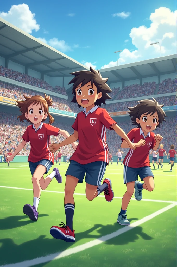 best quality,ultra-detailed,lively colors,detailed illustration,cartoon style,playful atmosphere,little boys playing soccer,surrounded by toys and games,excited expressions,bright sunny day,happy background,grass field with soccer goal,shiny new soccer ball,energetic movements,joyful laughter,cute and chubby players,friendly competition,friendly referee in striped shirt,clapping and cheering parents,imagination and creativity,adventure and exploration,action-packed,dynamic poses,strong leg muscles,goal celebrations,team spirit,funny and humorous moments,brilliant sunlight casting long shadows,happy memories and childhood dreams,idealized world of endless possibilities.