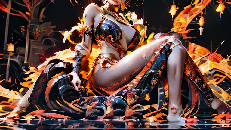 high quality,HD,16K,Sharp Line,1 Girl,fantasy, （Ice and Fire Goddess）,Pretty Face, Large Breasts, Beautiful legs,In the water,Focus Girl,detailed Pretty Face,Detailed clothes,Beautiful eyes,Cool,Sexy,Dynamic Angle,穿着华服的神明Strike a pose拍照, Ancient mysterious sexy goddess, Traditional aristocratic beauty, Beautiful female warrior god of war , Beautiful sexy goddess, Gorgeous role-playing, high, Beautiful young girl, Beautiful woman, 华丽Beautiful woman, Complex clothing,Chinese Mystical Aesthetics, Beautiful goddess ancient mysterious girl, Extremely detailed shot of the goddess, Jaw-dropping sexy beauty, Big breasts deep neckline sexy belly button（butt), (bedroom), (Sexy Girls), masterpiece, Best quality, Bangs, blush, Chest, clavicle, Eyebrows visible through hair, (Ombre gold hair), Jewelry, Long hair,Bright eyes, ring, (solitary), illustration, fashionable, miss, Strike a pose, background, element, Confident, Express, Accessories, majestic, striking, key point, Dynamic poses, ((plump)), (Purple))woman in transparent dress,Viewer,(((Full breasts, Keeley University))),Slim waist,(Navel exposed,Bare waist), Long hair, Extremely detailed details, 详细的fantasy艺术, Stunning character art, Beautiful and exquisite character art, Beautiful transparent dress, Very detailed, Large Breasts，Chest，Golden ratio figure，Beautiful figure，Ultra wide-angle shooting，Full body shot拍摄，Body close-up，Full body shot，Wearing a pleated tulle skirt，柔和动漫illustration, 柔和的深色background，Fujifilm XT3 Clear focus, f 5.6, High Detail, Clear focus,(Wearing openwork clothing),, (Natural Light), (Tempting)translucent, Good velvet quality, Compared, Divine Light,, Silver hair, 夜空background, Absolute Strength,Female Shinmei，穿着性感丝绸的Female Shinmei,，Large Breasts，Chest，Golden ratio figure，Beautiful figure，Ultra wide-angle shooting，Full body shot，Body close-up，Full body shot， Wearing a tulle dress, Model shooting style, Large Breasts，饱满Chest，Golden ratio figure，Beautiful figure，(Extremely detailed CG 8k wallpaper unit), The most beautiful artistic photos in the world, , 8K 超HD, ) ，Sexy姿态，Sexy表情，Best quality,masterpiece,Ultra-high resolution,(Practical:1.4),Original photo,Ultra-high resolution