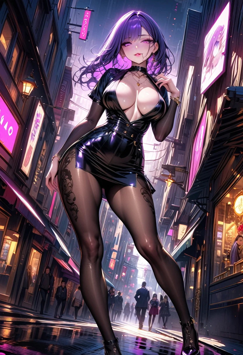 (best quality, highres, ultra-detailed, realistic:1.37), HDR, studio lighting, (vivid colors, vibrant color palette), (dramatic shadows), (mysterious atmosphere), sexy pvc corset lingerie set in purple, stockings, high heels, slutty woman wearing a hijab, running away from explosions and laser beams, in a street, (urban setting), (dynamic composition), (chaotic scenery), (intense energy), (futuristic elements), (fast-paced action), (captivating storyline), (expressive facial expressions), (tense body language), (sweat glistening), (adrenaline rush), (dangerous moment), (urgent escape), (engaging perspective), (detailed background), (colorful graffiti), (smoke and dust effects), (blazing flames), (neon lights), (streets filled with debris), (imposing buildings), (shattered glass), (frantic passersby), (suspenseful soundtrack), (cinematic feel), (pulsating excitement), (immersive experience), (unexpected twists), (high-octane adrenaline), (glimpses of the protagonist's determination), (sense of urgency), (feeling of imminent danger).