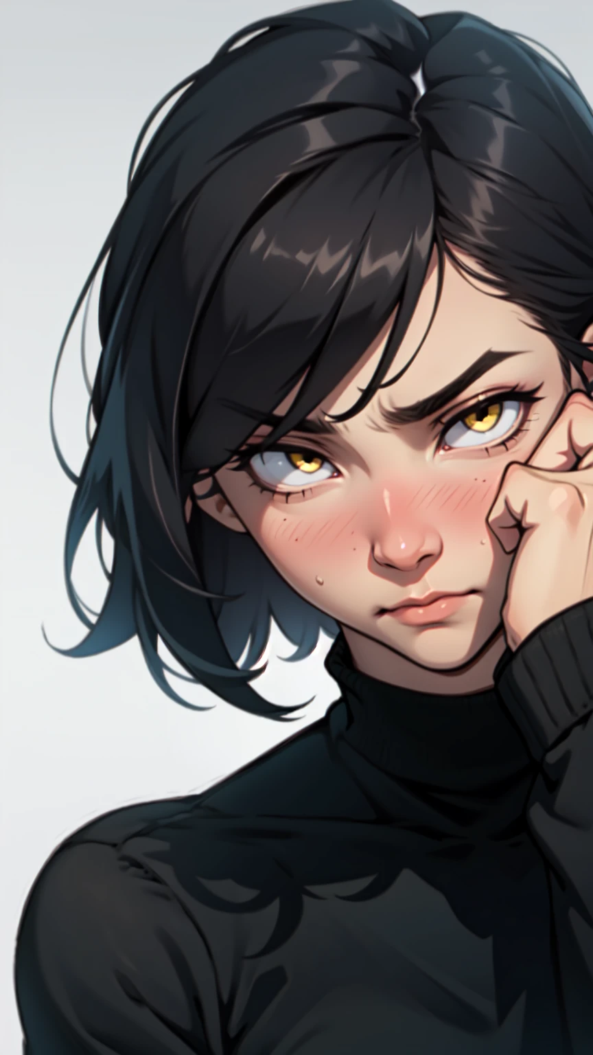 (masterpiece:1.3), (8k, Realistic, RAW Photos, highest quality: 1.4), Absurd, Charm, Ultra-high resolution, Ultra-realistic, Very detailed, Golden Ratio, (Realistic), (Best Shadow), Low contrast, (Complex:1.4), Side lighting, 8K, Beautiful Face, (Realistic Face), Beautiful hairstyle, Realistic eyes, Beautiful fine details, (Realistic Skin), Beautiful Skin, (One girl), ((Letitia Wright, BLACK PANTHER)), (Accurate hand and finger depiction), Black Panther Woman, (Black Hair, Berry Short:1.4), (Frowning), ((Eyes closed)), ((Mouth open:1.3)),(Frightened expression:1.2), Flushing, (Sweat), NSFW ((fellatio)), ((Giving a blowjob)), (Blowjob face), deep throat, ((cum on face:1.2)), (cum on tongue:1.2), BREAK ((1 Black Male, 1 Brown penis:1.2)), real penis, ((Black man thick penis:1.1)), (projectile cum:1.2, excessive cum:1.3), ((Bust Shot))
