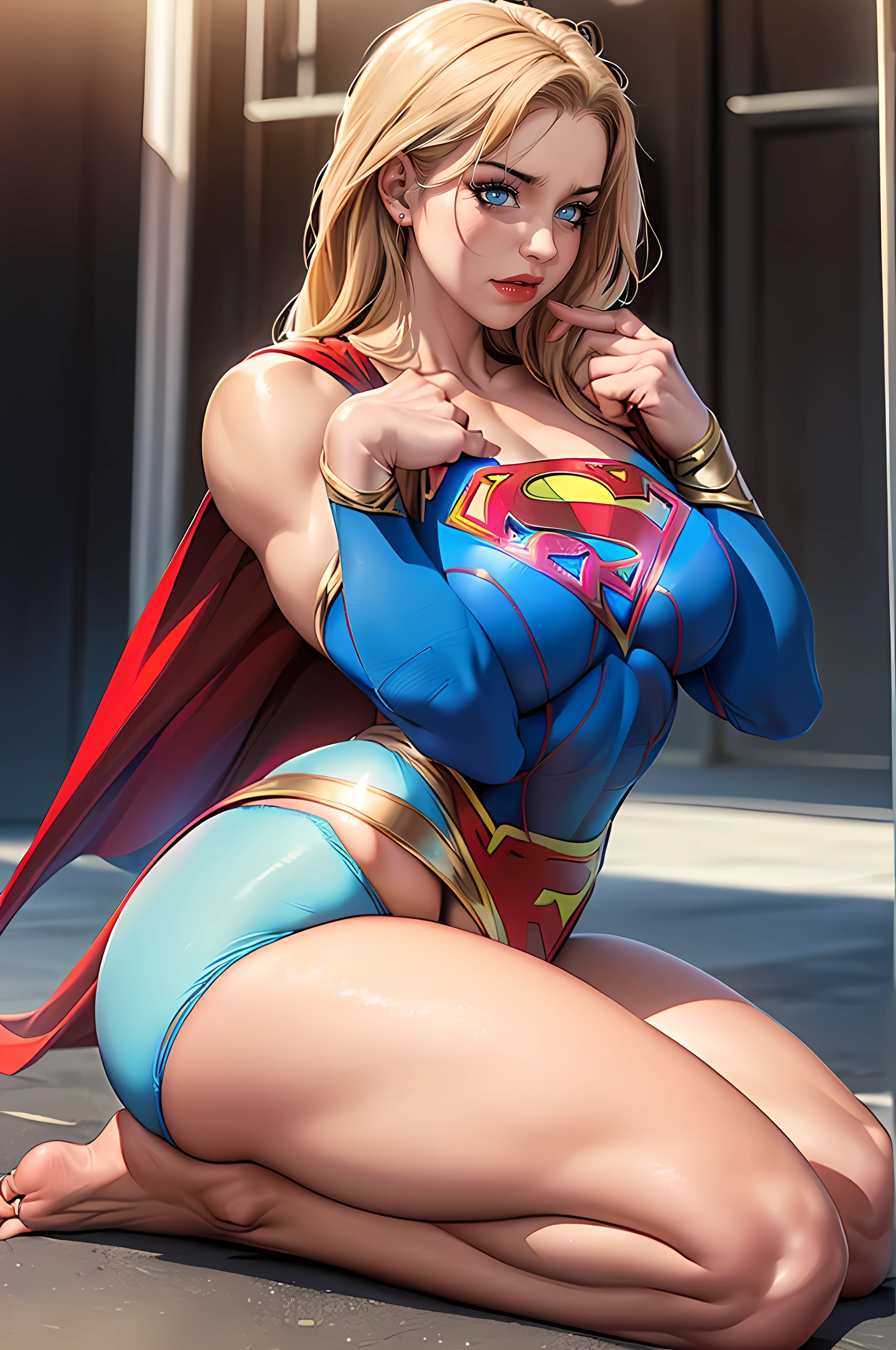 (((SUPERHEROINE SUPERGIRL roupas rasgadas, roupas esfarrapadas,esta vestindo lingerie rendada, calcinha rendada, She is barefoot))), (MASSIVE FEMALE BODYBUILDER), (((She&#39;s handcuffed in the seat of the police car, arrested))), ((Ela foi estuprada)), (SUPERGIRL is squatting, pernas arreganhadas), (Ela is crying a lot, ela tem cabelo LOIRO, ela tem cabelo longo)), ((Ela wears a thick metal necklace around her neck.)), (obra-prima, melhor qualidade) 1.5, 1 garota, sozinho, (sensual, mulher bonita, rosto perfeito, olhos perfeitos), corpo inteiro, tears running down your face)), ((SUPERGIRL em cativeiro, arms tied behind the back, Shibari, Hands tied behind the back,painful restraint by ropes)