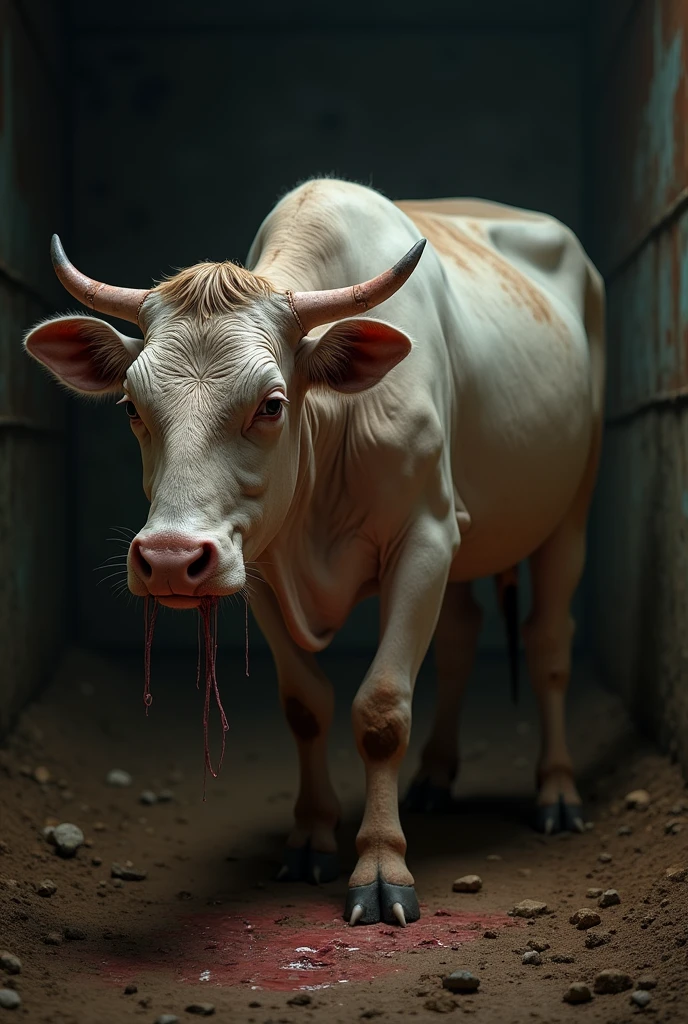 Sad Bull caught in a mouse-trap