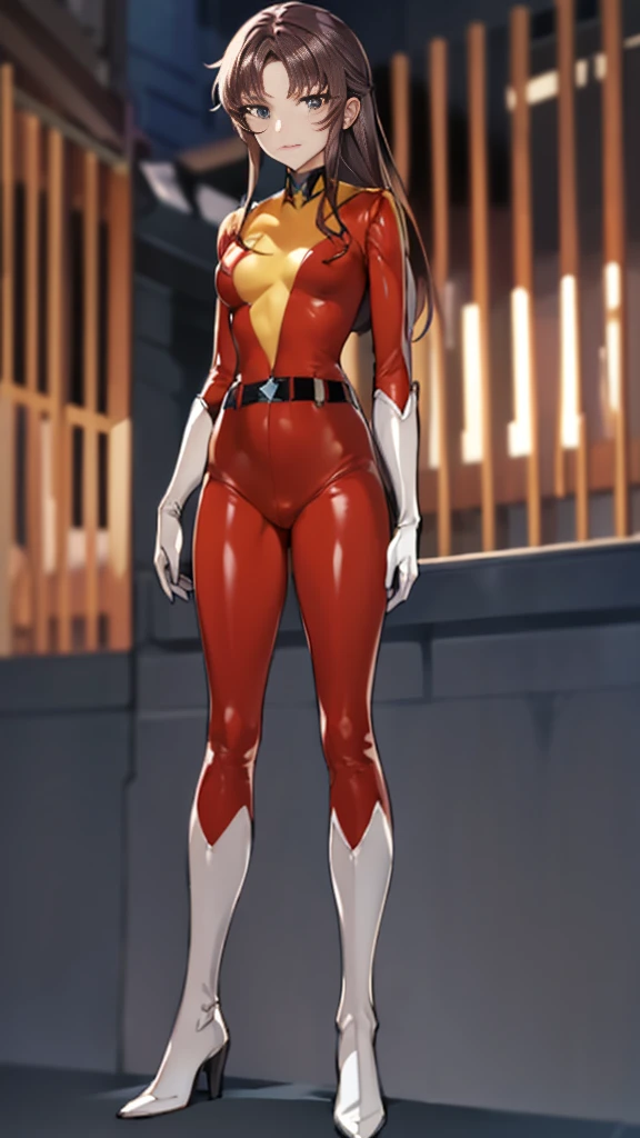Obra maestra, La mejor calidad:1.2), ((muscular:1.5)) ((hembra:1.5)),tetona,curva, ((Botas superheroe largas)), sexy, Grande_Tetas,(Pintura digital: 1.4), Una hermosa mujer con un disfraz de Spider-Woman, Frente al espectador, De pie en un edificio, Antecedentes urbanos, La mejor obra maestra, Muy alto detalle, realista, 8k,(Rostro totalmente descubierto),(Triangulo amarillo finamente detallado en el traje),