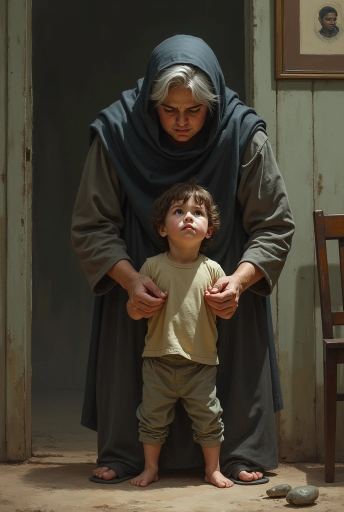 A boy who has 1 euro gives it to his mother after which his mother gets angry