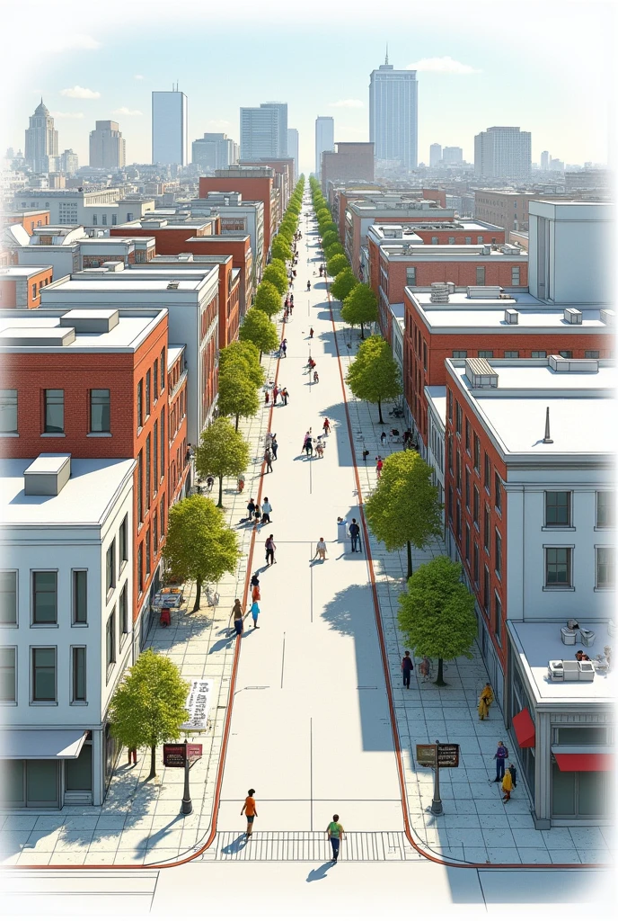 This downtown setting reflects the diversity and vitality present in urban areas. It is a combination of natural and man-made elements, creating a unique and pulsating atmosphere. It is in this environment that people meet, move, do their daily activities and contribute to the vibrant energy of a city in constant motion.
