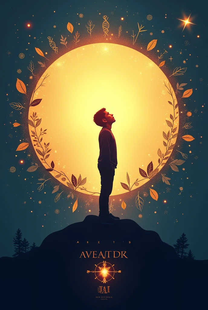 "Being a deity with a gleaming, glowing face and emanating light, you are sitting in the universe surrounded by galaxies. Wearing a crown of light and the sunshine, holding magic cards, reveal your majestic presence."