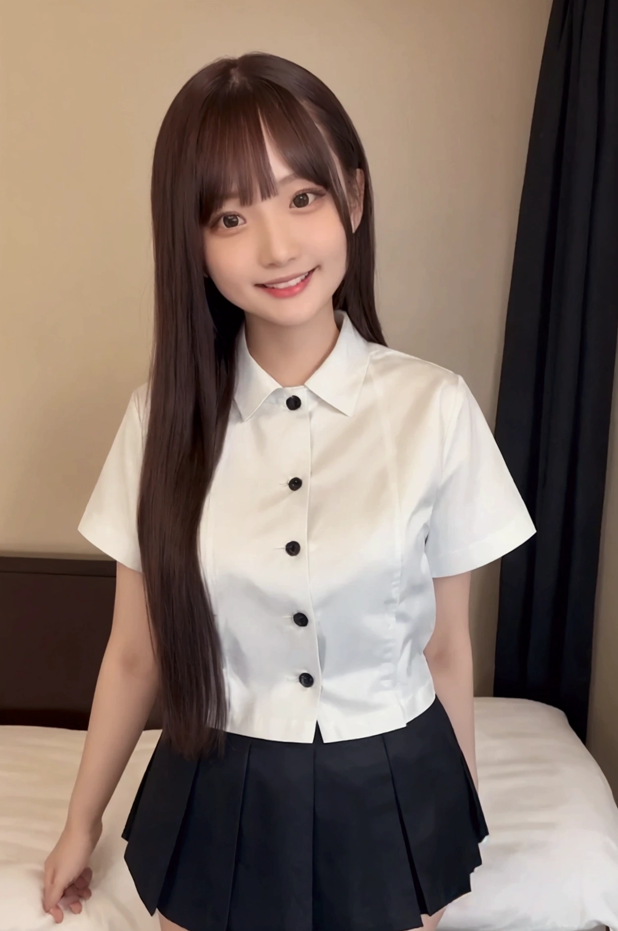 girl with, chun li, Gloss, slim thigh, stiff nipple, thick eyebrow, Tight buttocks, lower back, middlebreast, Very happy, Brown pantyhose, long drop, Salaryman in short clothes, Sexy, masterpiece,