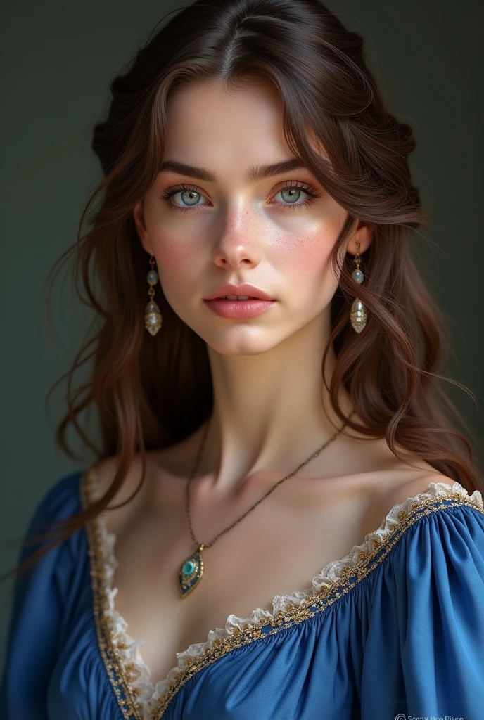 ((Highest quality)), ((masterpiece)), (detailed), Perfect face In this breathtakingly stunning 4K masterpiece, a single, ethereal female silhouette stands out against a dark background, her beautifully detailed face illuminated by neon lights and shimmering particles. Her long eyelashes frame her Highly detailed CG Unity 8k wallpaper, top quality, Super detailed, table top, realistic, photo-realistic, Highly detailed cute girl, 2, ,, whole body, ,big breasts,black eye,rubber dress (Light brown hair, middle hair , wince, Green eyes, beautiful lip, Serious), (Pearl crescent earrings, Pearl and gold neckless, tiara with Dimond ), (big breasts, slender whist, wide hip) ,(Rococo 18the century dress), Green base dress , (Blue Dexter:1.3), decoration medal , in Palace, in Austria, textured skin , HI detailed skin, (foreshortening, Canon, uhd, anatomically correct, super detail, high details, highness,Best quality, masterpiece, ultra high res, (photorealistic:1.4), raw photo, 1girl, offshoulder, huge cleavage, in the dark, deep shadow, low key, cold light, SFW light natural tones , pencil drawing , watercolor drawing, portrait of a woman with long curly hair and white shirt, detailed eyes, beautiful , highly detailed, soft color tones, soft lighting, detailed lines, sharp, realistic, brush strokes, light hints of paint drips Perfect photo (long shiny black hair cut)), adorable, 1 female, (face to face), 30 years old, beautiful face, happy, half body portrait, (face details: 1), (eye details: 1), (( big breasts ) ). ((wearing a tight t-shirt))