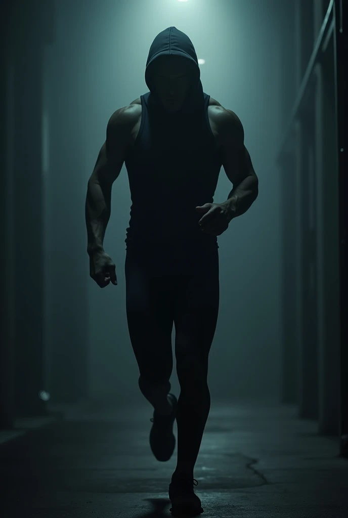 strong man standing in a dark tunnel 8k, high definition, standing , detailed body, in style of dc, hyper-realistic, + cinematic shot + dynamic composition, incredibly detailed, sharpen, details + superb details + evening with light + perfectionism + award winning realism ((moody lighting)), dark theme, dark lighting