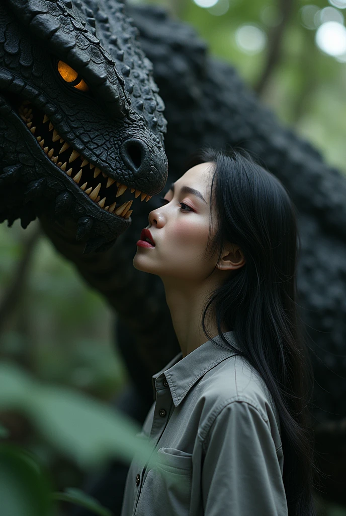 Beautiful girl having sex with Godzilla