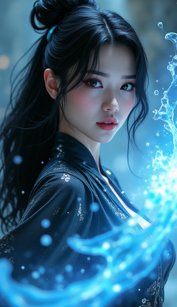 Best quality,masterpiece,ultra high res,1girl,beautiful_face,detailed skin,yushui,Filled with water energy