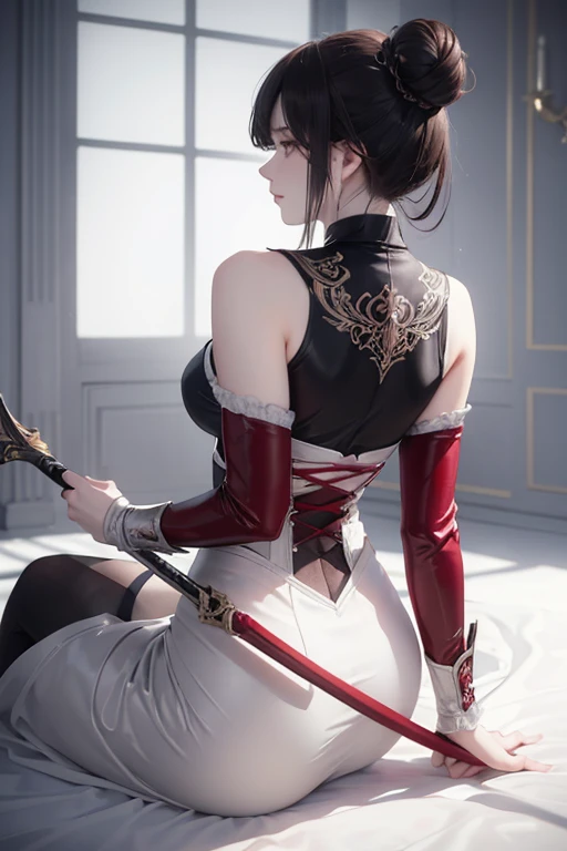 there is a beautiful futanari girl, very long hair, straight hair, absurdly long hair, dragon horns, colored eyelashes, evil smile, huge dick, curveous, wearing jeans, wearing jacket, nervous smile, brown hair