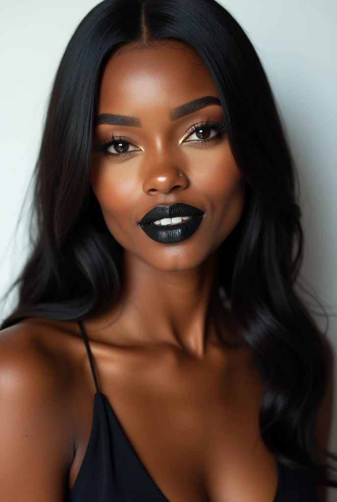 cheveux afro, (Photo brute, realism: 1.8), (Very dark lip gloss, jet black lipstick, Beaucoup de cils, dark black eyeshadow, timide, rougissant, High quality, High resolution, profondeur de champ, aberration chromatique, caustique, broad light, Colorants naturels, Femme de 30 ans), Colliers, Chokers, earrings, Bracelets, porter de nombreux accessoires, very soft Large breasts, style Une bonne femme, Une fille portant un hijab jaune, with very large breasts, tight breasts in clothes, et la fille debout droite, Impatient, avec des yeux aimants, de grosses fesses un ventre plat, une peau noire