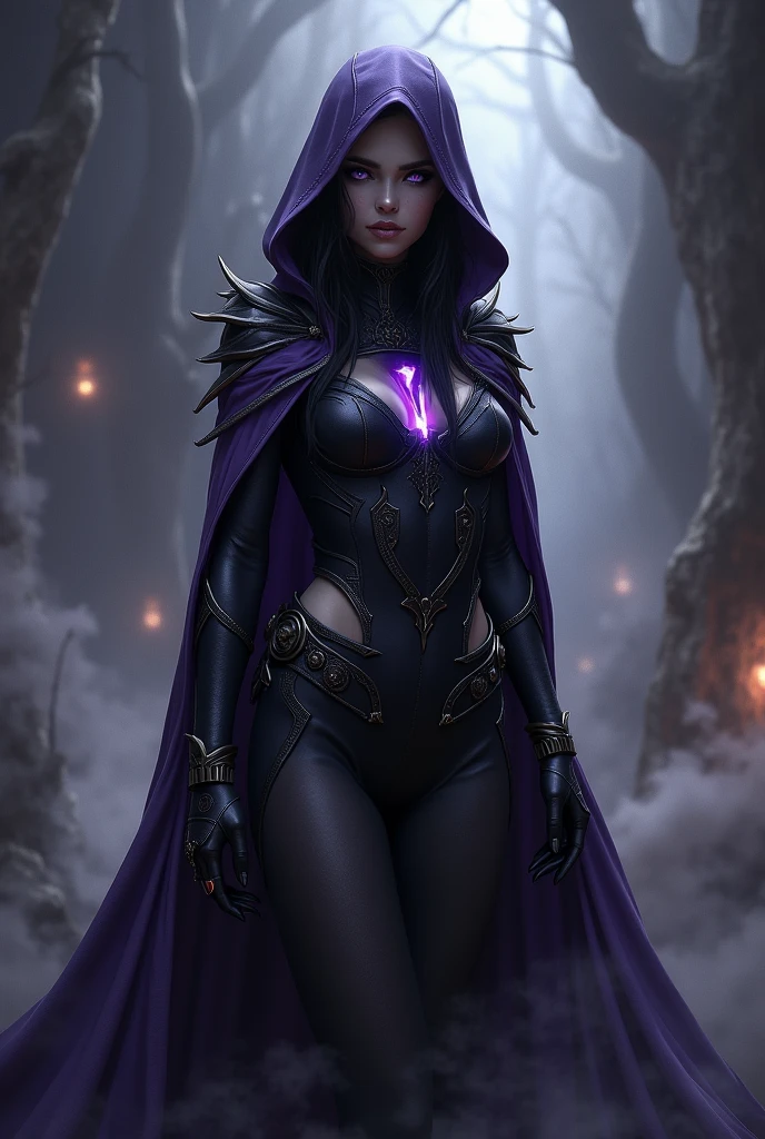 (photorealism:1.2)

Create an image of a female Power Ranger character named "Violet Vixen," who is a seductive and evil warrior. She possesses a curvaceous and perfect body, exuding a powerful and alluring presence. The character wears a Power Ranger suit with a color scheme dominantly purple, reminiscent of the mighty morphing suit design. Her suit should feature intricate details and fabric textures similar to the classic Power Ranger costume.

Violet Vixen's Power Ranger helmet is distinctive, adorned with menacing horns that add to her sinister appearance. The helmet should be sleek and futuristic, with a touch of elegance and danger. Her eyes should be visible through the helmet, glowing with a malevolent light.

The character is surrounded by a radiant purple aura that emphasizes her wicked power and seductive nature. The aura should be mystical and captivating, enhancing her villainous charm. The background should be dynamic and energetic, reflecting the intense and enigmatic personality of the character.

Focus on capturing the contrast between her alluring beauty and her dark, evil nature in the image. Ensure that every detail, from the design of the suit to the expression on her face, conveys the essence of Violet Vixen as a formidable and captivating antagonist.


((Make Power Ranger accurate suit.))
