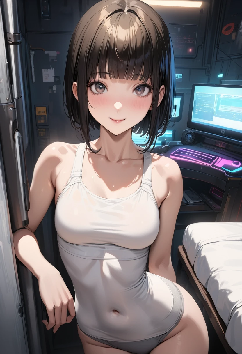 Fleet Collection、Kantai Collection、Yao)),(((Nude:1.5)))、woman,Cowboy Shot, (((white background))) 、Best image quality, high quality, The background is clear,きれいなwoman, Japanese, detailed, detailed eyes, detailed skin, Beautiful Skin, 超High resolution, (reality: 1.4),とても美しいwoman, A little younger face, Beautiful Skin, thin, (Ultra-photorealism), (High resolution), (8K), (非常にdetailed) 、(Beautiful and detailed eyes), (非常にdetailed), (detailed face), Displaying the viewer, Fine details, detailed face, (((smile:1.5))),Straight,Looking Ahead, StraightLooking Ahead, Photo Real,Hairstyle: ponytail、((((short hair:1.4))),Brown Hair、smile、Very delicate body、Very flat chest、hair over one eye, from below,(Kneel, On all fours:1.2), ( Looking at the audience:1.4), (Stick your butt out:1.2), Dutch Angle、Normal limbs、