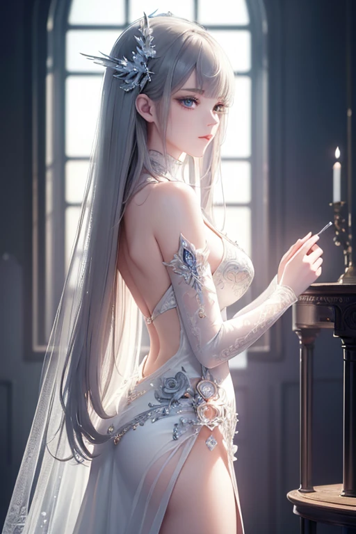 (masterpiece:1.2), best quality, (Illustration:1.2), (Ultra detailed), hyper details, (delicate detailed), (intricate details), (cinematic light, best quality Backlights), Delete line, soloist, perfect body, (1 girl) A realistic looking cyborg dressed as a princess for a photoshoot, (make up), high contrast, (better lighting, an extremely created and beautiful), (cinematic light), showy,