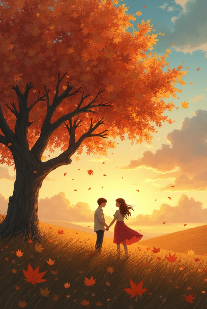 Abstract art of a shadow demon seducing an innocent young woman in a forest