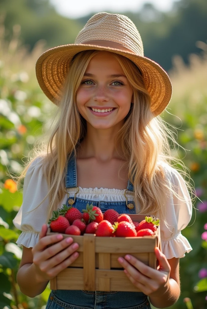 a girl BLONDE CHILD WITH LONG STRAIGHT HAIR AND FARMER'S HAT, PORTRAIT, CLOSE UP, there are many black grapes hanging from a vine in a vineyard, grapes, wine, translucent grapes, yellow and black grapes, translucent grapes closeup, grape, 1/30, elaborate composition, thick and dense vines, best-selling, vineyard, high-quality product image", by Karl Völker, adult, f 2 0, harvest, award-winning masterpiece