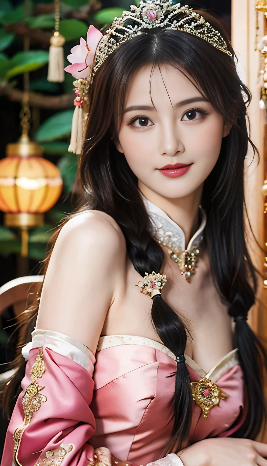 (Chinaの少女)(Small headband)(Decorative micro bikini)(Chinaの複雑な刺繍の衣装)(Decorative micro bikini)(Cleavage exposure、Expose your arms、Navel exposure、Exposed thighs)(big 、big 房、big Tits)(Garter Stockings)(Chinaの桂林の高い山のwatercolor画)(Chinaの風景のwatercolor画)(Surreal), (shape), (High resolution), (8k), (Very detailed), (best shape), (beautiful fine grain), (highest quality), (Very detailedな), (masterpiece), (wallpaper), (Realistic), (Natural light), (Rim Light), (Detailed face), (Very detailedなリアルな肌の質感), (Anatomically correct), (alone), (1 girl), (Very detailedなリアルな髪), (Purple black hair:1.35), (heterochromatic eyes), (fine grain), (Realistic big breasts:1.5), (masterpiece, highest quality: 1.2), (Small headband)(Chinaの風景画watercolor), (China'The steep mountains of Huangshan々々々々々々々々~watercolor,)One Girl,(Large Breasts、Large Breasts、big Breasts) 精巧に刺繍されたChinaの衣装 ,Decorative micro bikini ,(Cleavage exposure、Expose your arms、Navel exposure、Exposed thighs)(Whip Body、Slender big Breasts)Garter Stockings、 (smile), Looking at the audience,