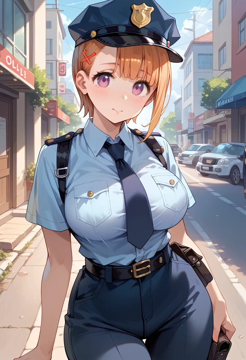 masterpiece,High resolution,Best Quality,8k
(yurikawa hana,Busty,Huge hip)
(Female police officer uniform)