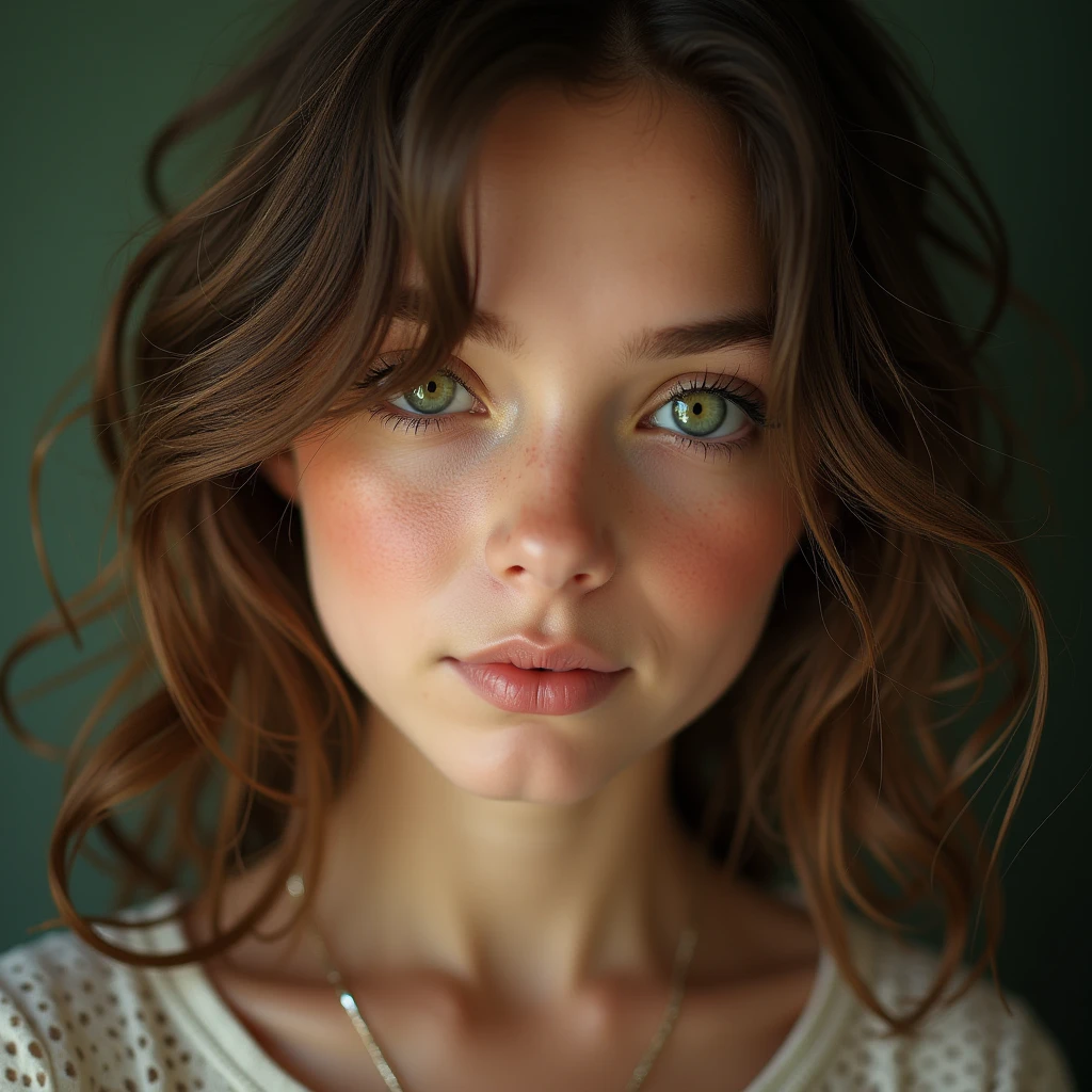 There is a woman with a necklace and a necklace on her neck - SeaArt AI