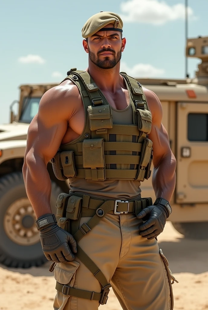 A 40-year-old American Navy seal in a Kevlar bulletproof vest fucks a 16-year-old girl. He is naked to the waist , without pants and swimming trunks , he has a big , thick long cock
