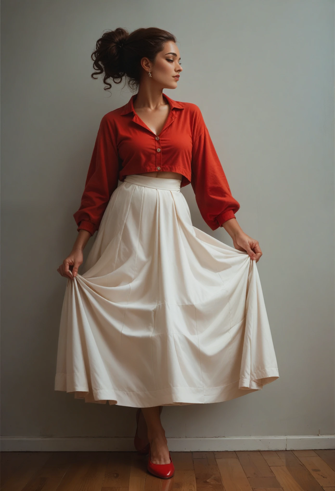 Priyanka Chopra wearing short sleeve shirt with long skirt