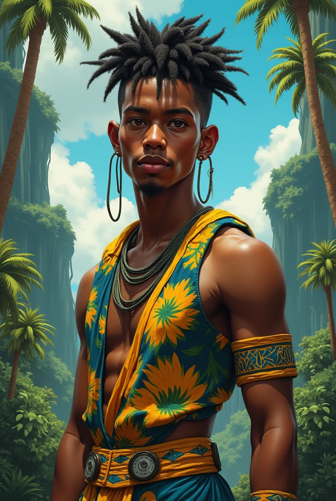 Skinny Black Man Character Rap To Crowd Shirtless Hair Braids