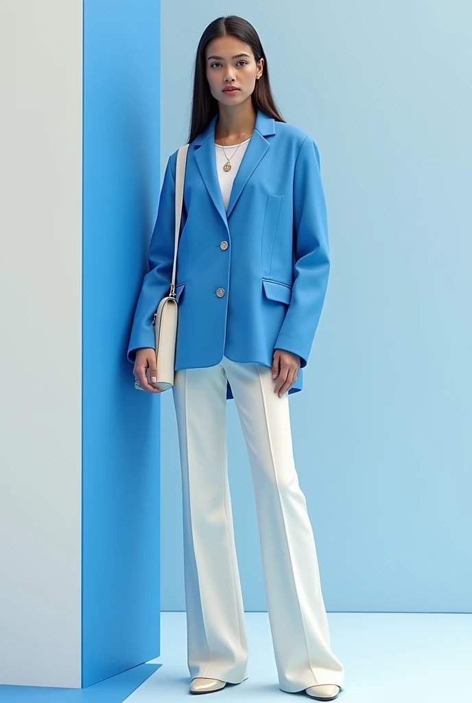 A jacket and pants in blue and white - SeaArt AI