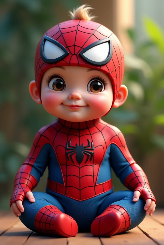 White toddler, 3 years old, with short hair, dressed in a Spider-Man costume, engaged in playful activities.