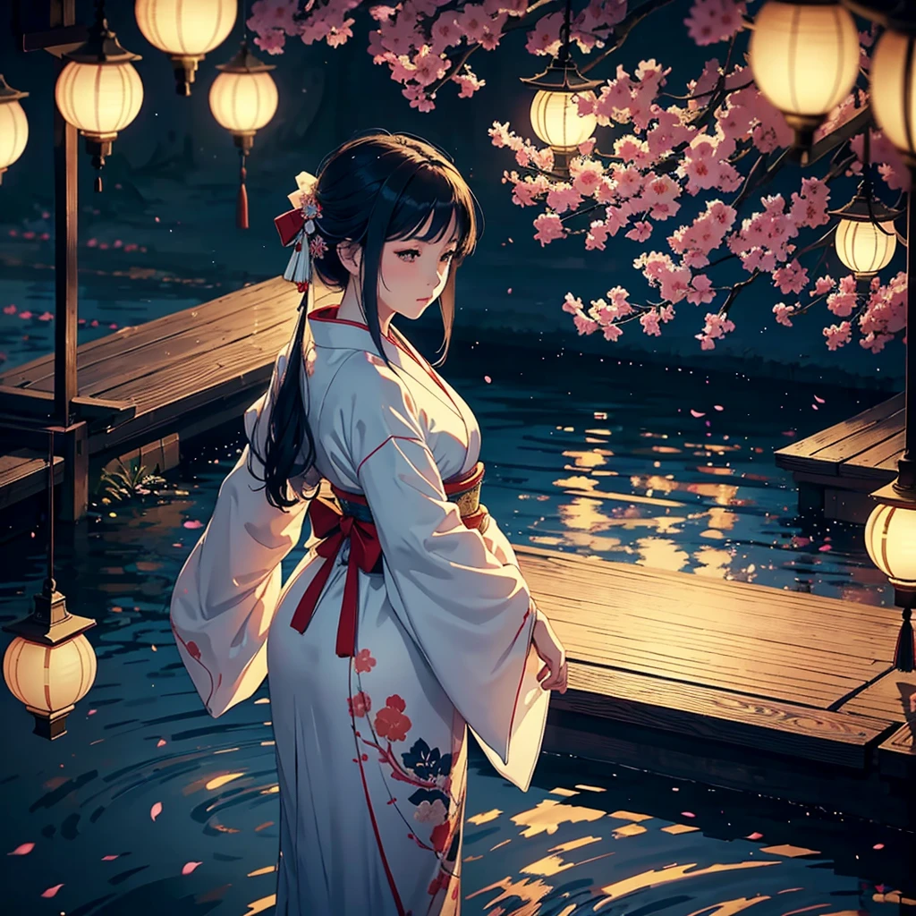 1girl, breasts, moon, lantern, night, solo, large breasts, hair ornament, wet, kimono, japanese clothes, wading, water, hair flower, flower, outdoors, sky, full moon, rain, black hair, off shoulder, mountain, cloud, holding, sash, bare shoulders, paper lantern, standing, white kimono, night sky, sideboob, obi, wet clothes, bangs, tree, from side, reflection, short hair, cloudy sky, wet hair (masterpiece),(extremely detailed cg unity 8k wallpaper),best quality,,solo,1girl,cinematic lighting,detailed background,beautiful detailed eyes,bright pupils, (an extremely delicate and beautiful),(beautiful and detailed eye description), ultra-detailed,masterpiece, , , (beautiful and clear background:1.2) (masterpiece:1.2, best quality), (finely detailed beautiful eyes: 1.2), ((1girl )), ((solo)), (red eyes:1.4), (finely detailed eyes and detailed face:1.3),), (with jeans and a white t-shirt or dress:1.3), (beautiful and clear background:1.2), (extremely detailed cg, ultra-detailed, best shadow:1.1), ((depth of field)), ((watercolor)), large breasts, bare shoulders, flowers and petals, beautiful concept illustration , (white background:0.5), (illustration :1.1), (extremely fine and beautiful:1.1), (perfect details:1.1), high quality, highres, detail enhancement, 8k, hd ,mulher de pele marrom, 1girl, Foto RAW, ((master part)), (((best quality))), ((ultra-detalhado)), (hiper-realista), ((parte superior do corpo)), Cinematic light, fotorrealista , Beautiful girl, vestido de noite,