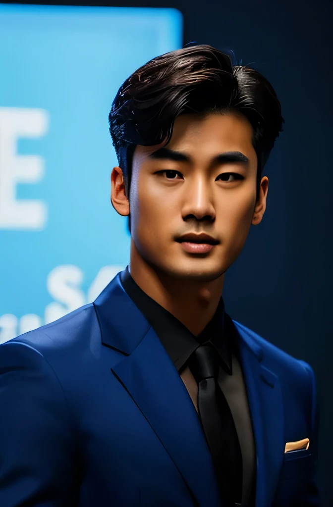 "an asian young man, wearing a stylish and sophisticated gentleman suit"