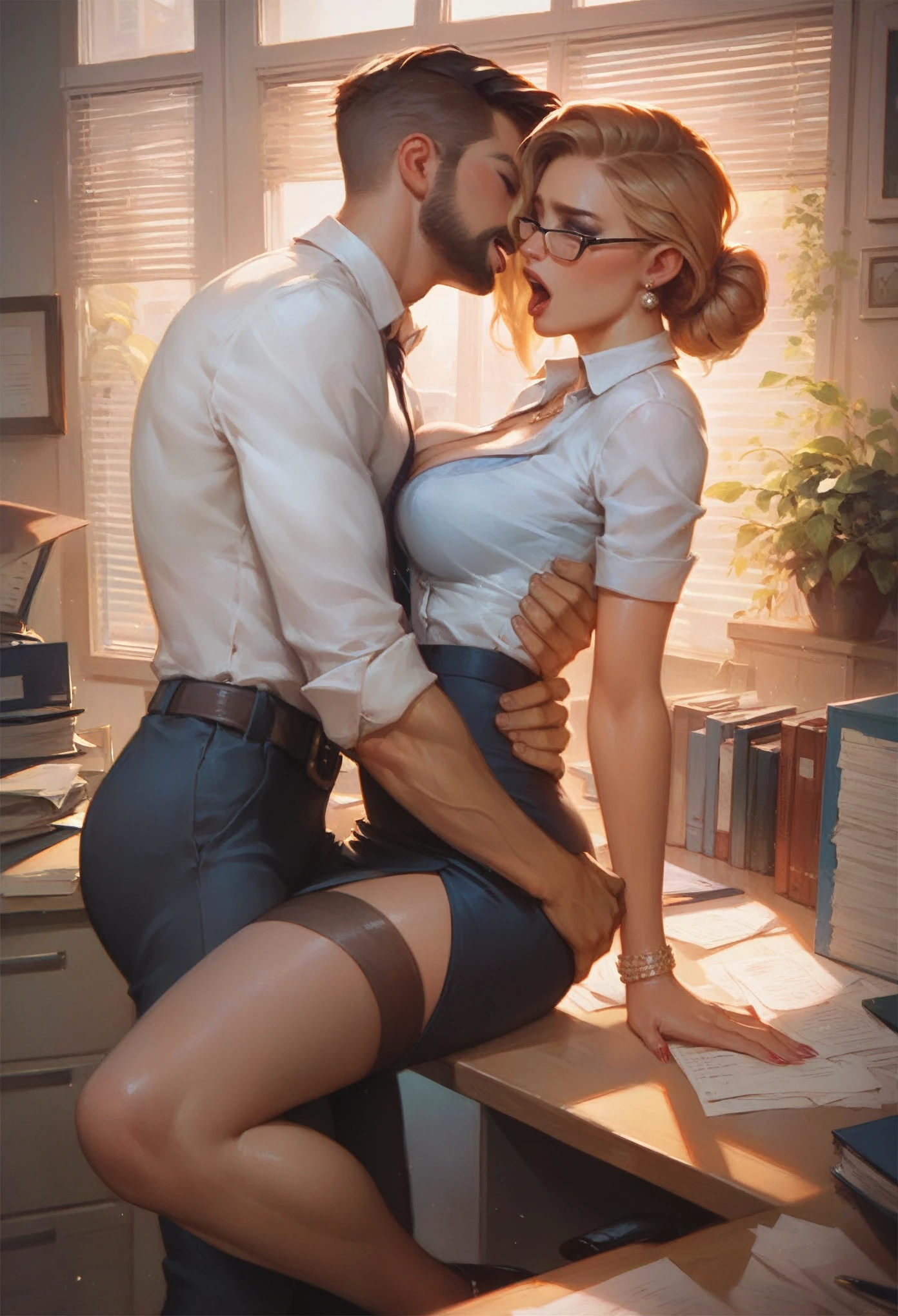 The director and secretary in his office, hard fucking