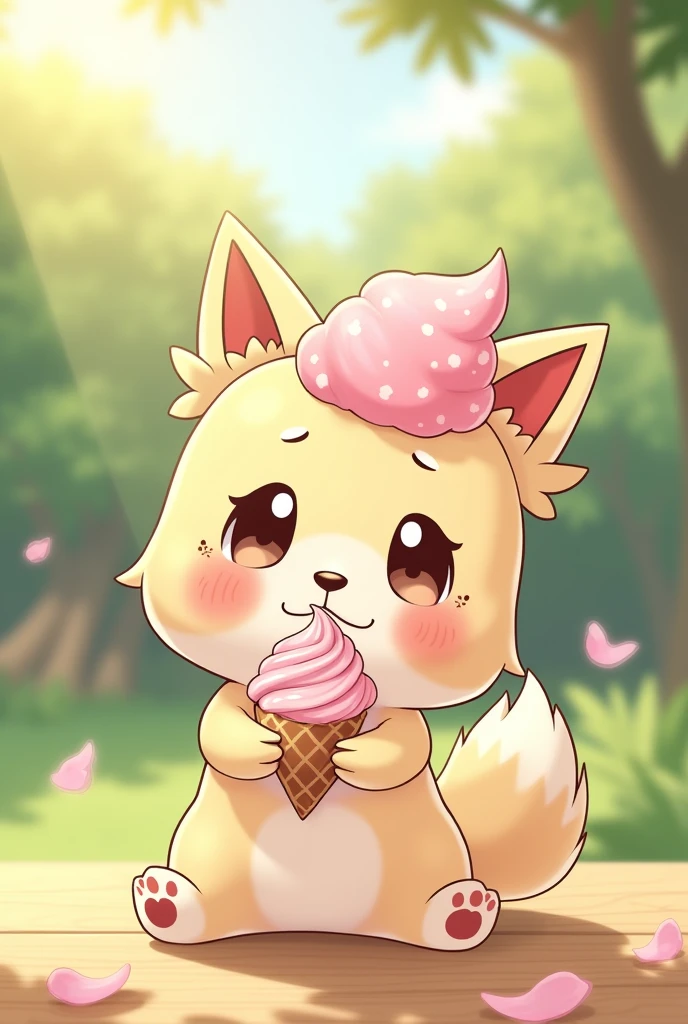 focus face , racoon aunt , round face , (tilt face:1.5) , (half-open eyes:1.2) , moist round eyes , (Double teeth:1.2) , sensational smile , glossy lips , (open mouth wide) , (show off uvula:1.2), licking Soft serve ice cream , (melted vanilla Soft serve ice cream on face:1.2) , thin summer dress , Brush hair with hands