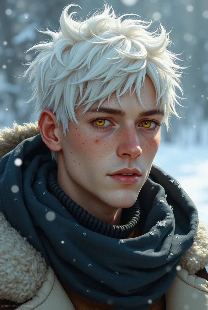 1 1 boy, clear pupils, White hair, skin fair, masculine, unsmooth skin, simple background, portraite, blue light.