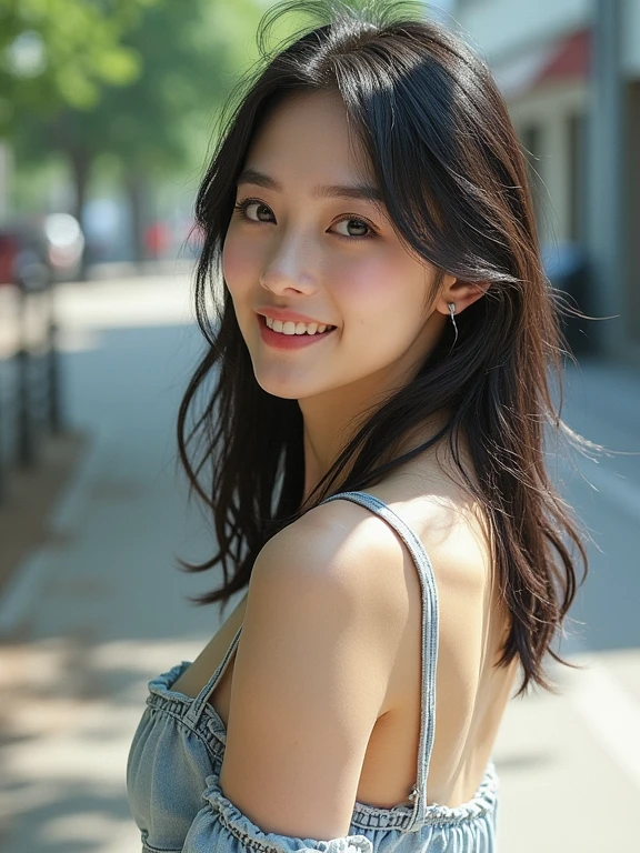 Japanese ),((beautiful girl)),cleavage,An expression that imagines something pleasant:1.2,(perfect body beauty:1.2),((perfect body)),(shy smile),beautiful teeth,