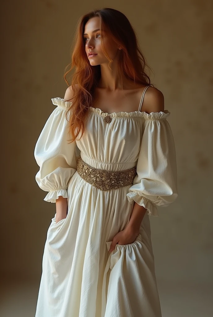 score_9, score_8_up, score_7_up, realistic photography, beautiful redhead girl, off shoulder paillette dress, cinematic lighting, perfect shading, dynamic angle, amazing composition, detailed