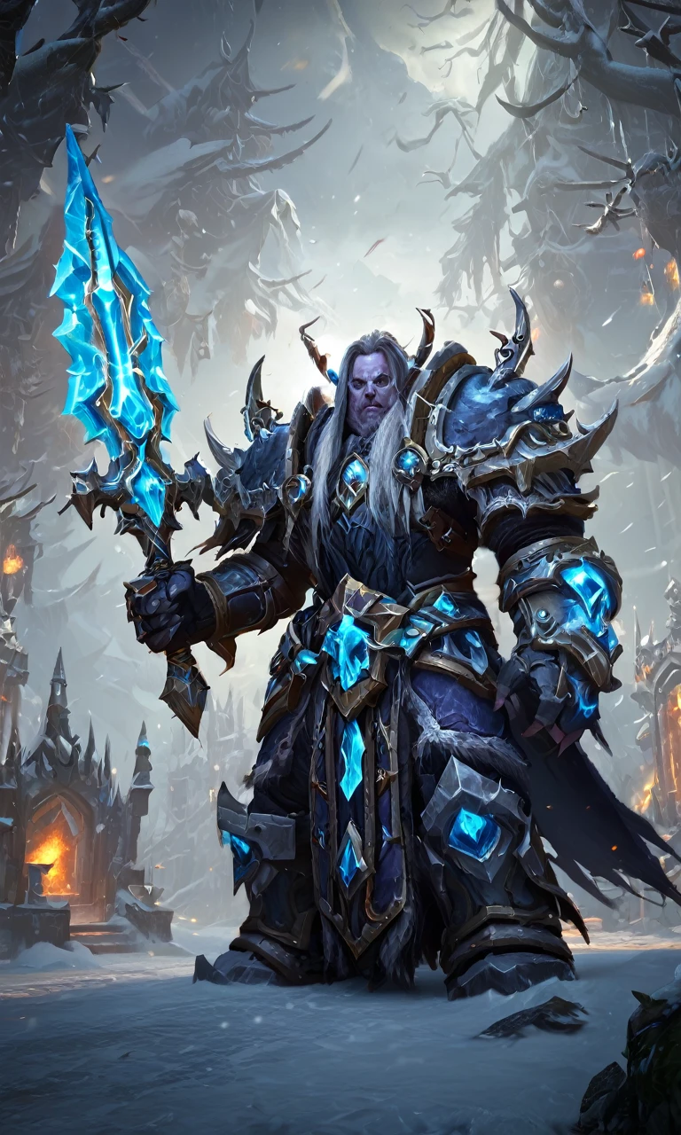 The linch King, hearthstone blade forzen , score_9, score_8_up, score_7_up, rating_safe BREAK, world of warcraft, Death knight, warcraftstyle, hkstyle