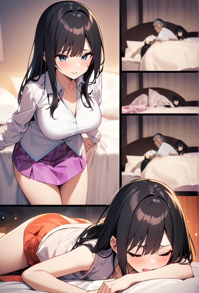 NSFW,masterpiece,Highest quality,High resolution,Super detailed,Reimu Hakurei\(Oriental Project\),Dark brown hair, Removable sleeves, Wide sleeves, Red Skirt, Red vest, Frills, whole body,Embarrassed,Frustrated face,Lust,blush,Expecting face,Seduce,Love Hotel at Night,Luxurious Room,(To flatter),(Sex slave),(Middle-aged men),(Having rough sex),put in,Creampie,(rape),(aphrodisiac),(Squirting),(trembling),Prone,From the side