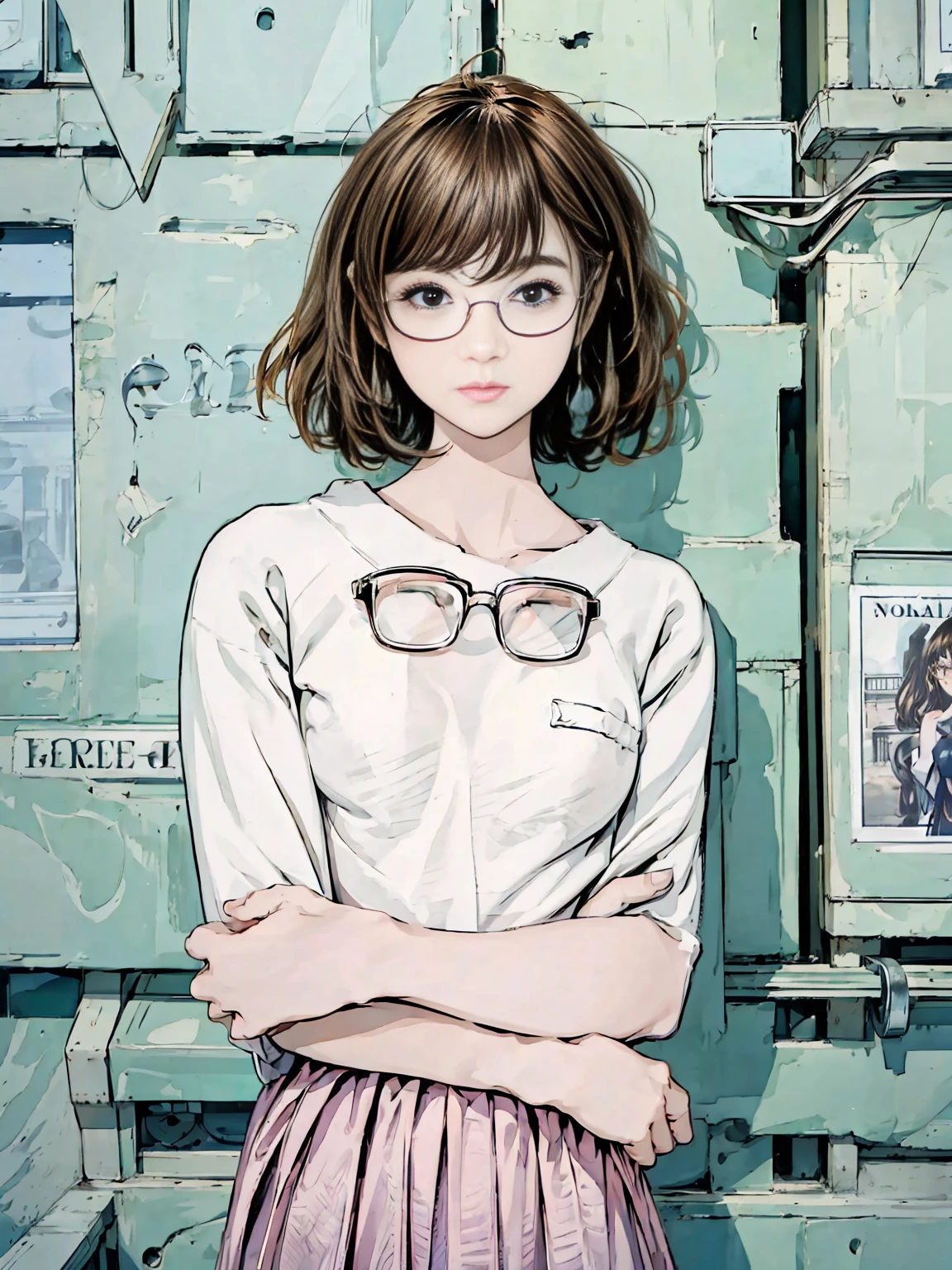 blue theme, (masterpiece:1.2, highest quality), (Realistic, photoRealistic:1.4), Beautiful illustrations, (Natural Side Lighting, Cinema Lighting), Written boundary depth, Beautiful thighs staring at the viewer, 1 female, 20-year-old, alone, thin, slender, (small breasts), long Hair, straight Hair, Forehead, Forehead, Forehead, Forehead, thin, slender, glasses, lingerie, white bra, (((She wears sexy bra))), Are standing, (((glasses))), ((Close-up)), ((Close-up)), ((Close-up))
