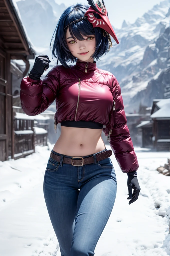 (photorealistic:1.3, highest quality:1.3,8Kmasterpiece, masterpiece:1.3,High resolution,muste piece:1.2),snow mountainに立つ1人の23歳の女性,(bondage ski wear:1.3,choker,boots), beautiful skin, (looking at the camera:1.2),angle(Photo seen from the front bottom:1.3),(short hair:1.2,bright blue hair:1.5), (smile:1.1,blushing:1.3),Pause(足を広げた大胆なPause,ダイナミックPause:1.2),background(snow scene:1.5,snow mountain:1.3,Ski resort),(slender, abs:1.2),(Nipples visible through clothing),(genitals visible through clothing),(Butt visible through clothes),(young skinny gravure idol, sophisticated gravure idol),(detailed perfect face),normal hands:1.5,normal finger:1:5,normal feet:1.5,(cameltoe)