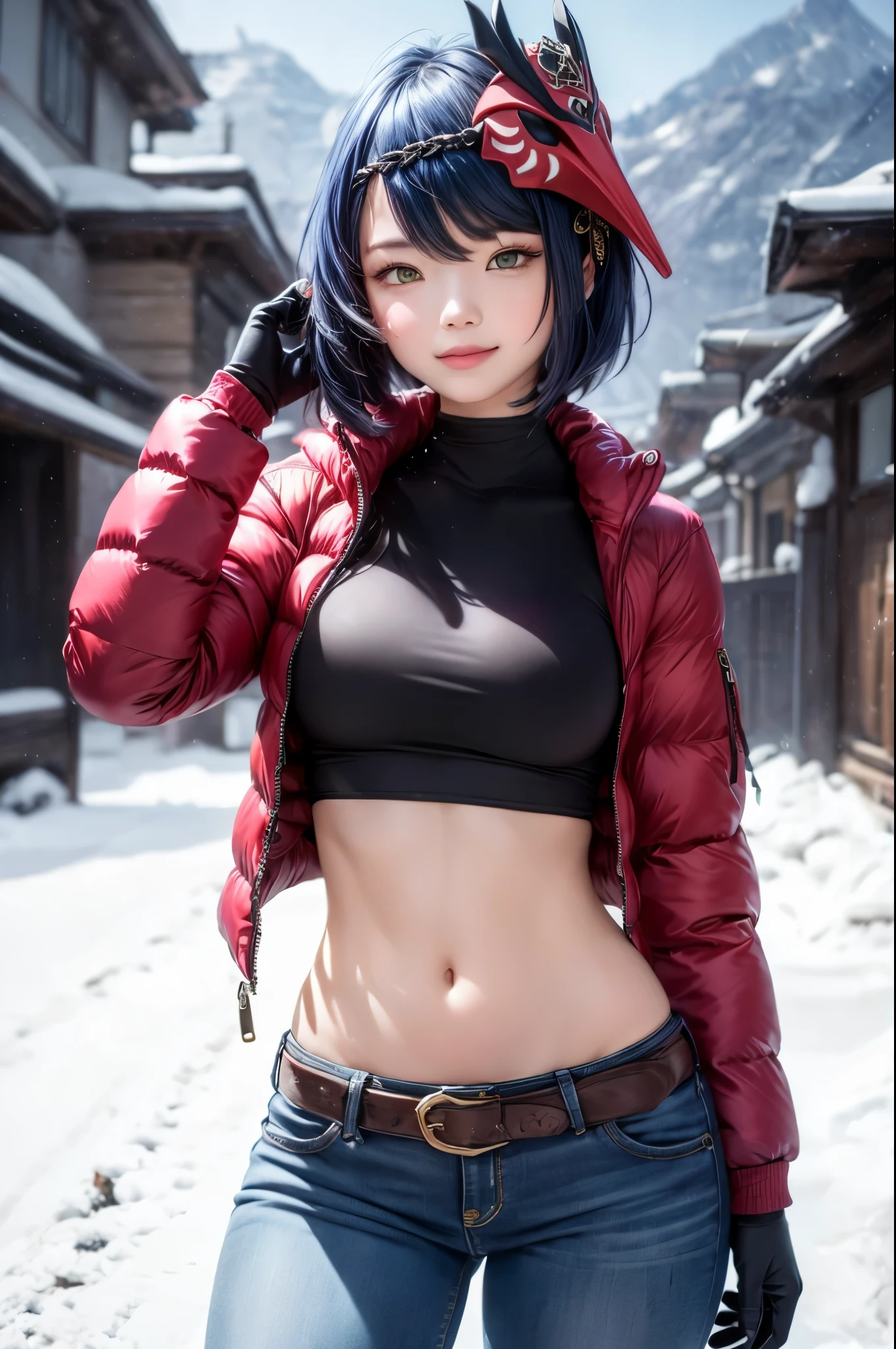8K, Top Quality, Intricate Details, Ultra Detail, Ultra High Resolution, Masterpiece, random angle, Slender, Smile, (Makeup: 0.4), (Fluffy Blue Eyes: 1.21), blue Eyes, looking at viewer, ((full body)), 1girl, solo, 1 girl, (( full body)), close up shot, , ((tall)), (((fit body))), (((slim face))), sharp face, sharp eyes, (((blue hair, short hair, )) , (detailed face), sharp face, small lips, holding pistol, handgun,
(( )), ((, one side cape, shoulder cape )), detailed face, detailed breast, , large breast, detail ass, , Beautiful girl with accentuated slender abs: 1.4, Six Pack Abs: 1.4, Bust Botox, Big, Perfect Body, detail leg, (( moonlight)), in the snow