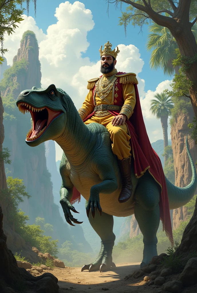 Donald trump riding an alligator into battle