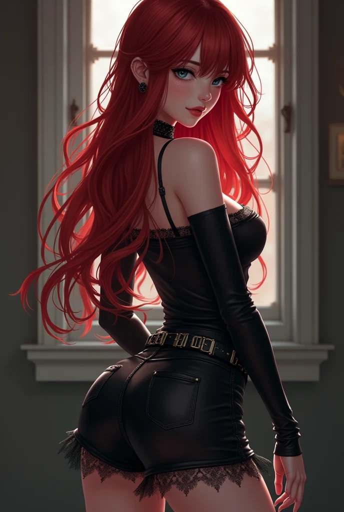 Loona helluva boss big ass, red hair, black cloths