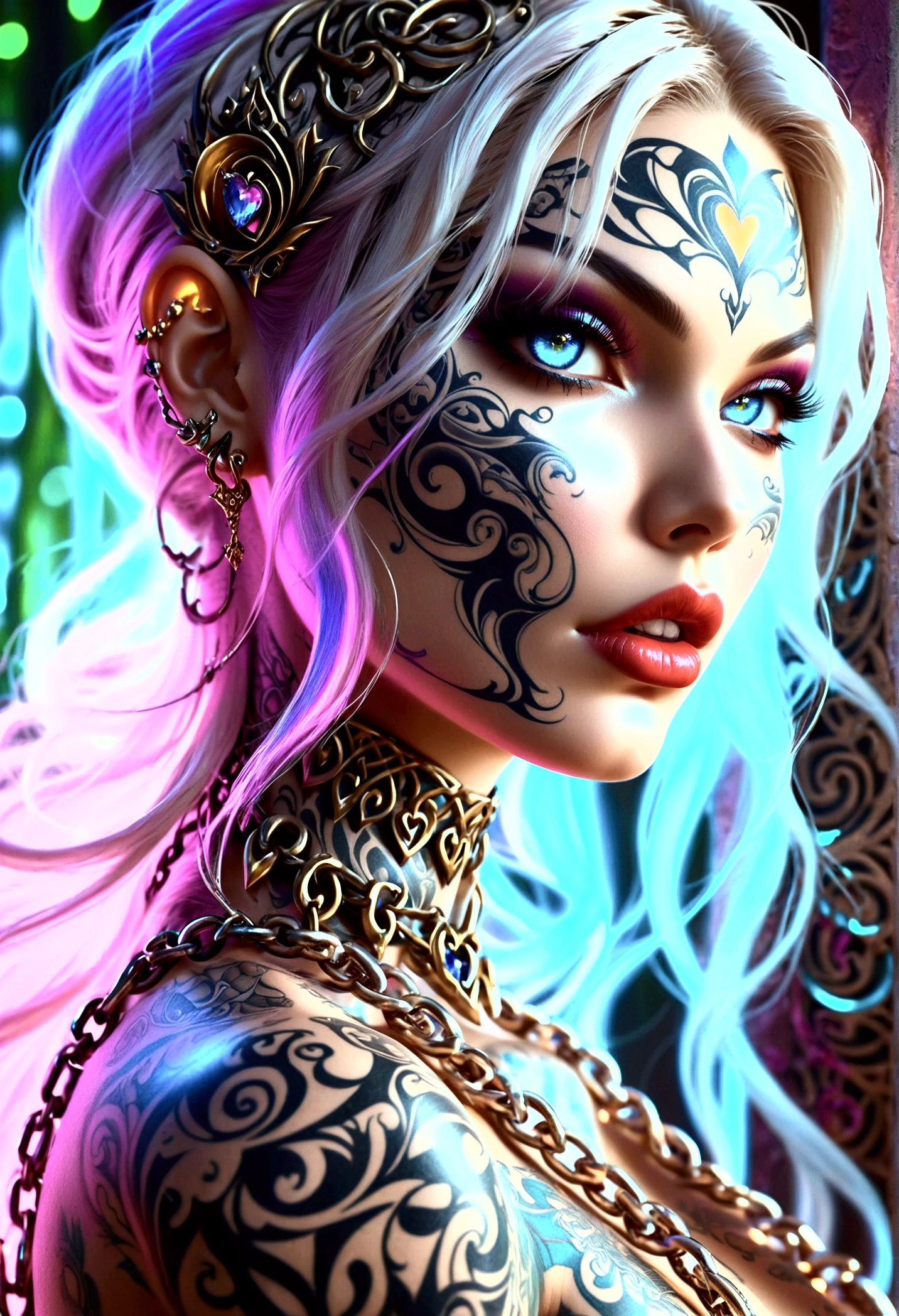 woman with large breasts, vibrant colors, psychedelic image, LSD, mandala, fractral --auto --s2