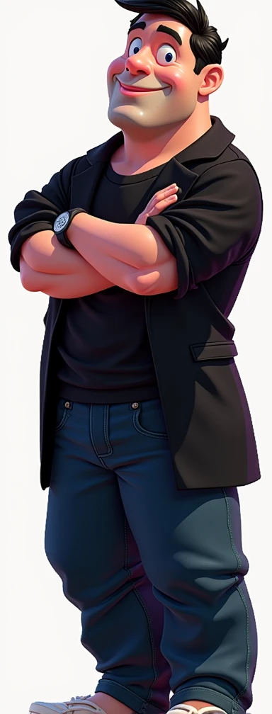 Personagem homem, colete azul e preto, cabelos brancos, cigarro na boca, crossed arms, imagem detalhada, perfeita