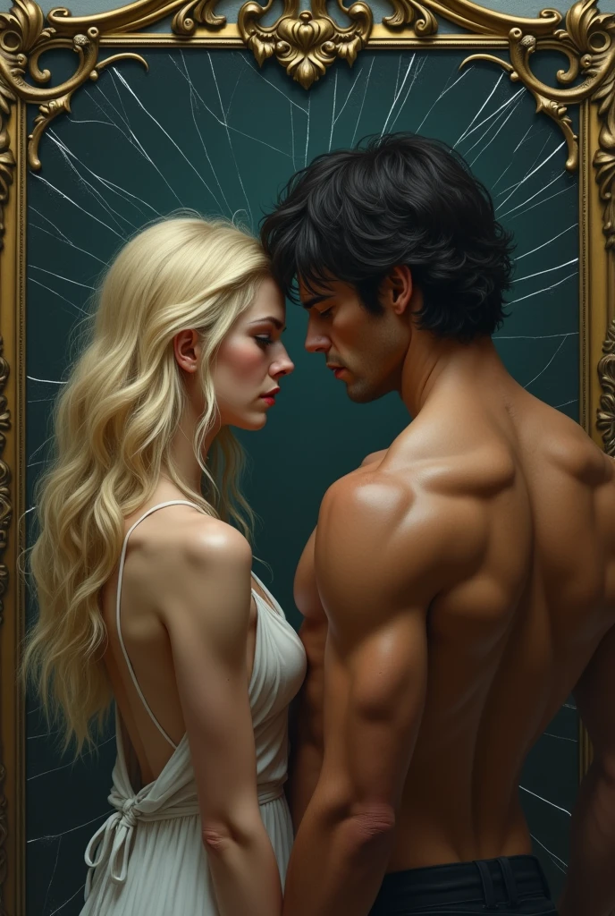 A blonde and a man having sex
. Sumi-e art in draft