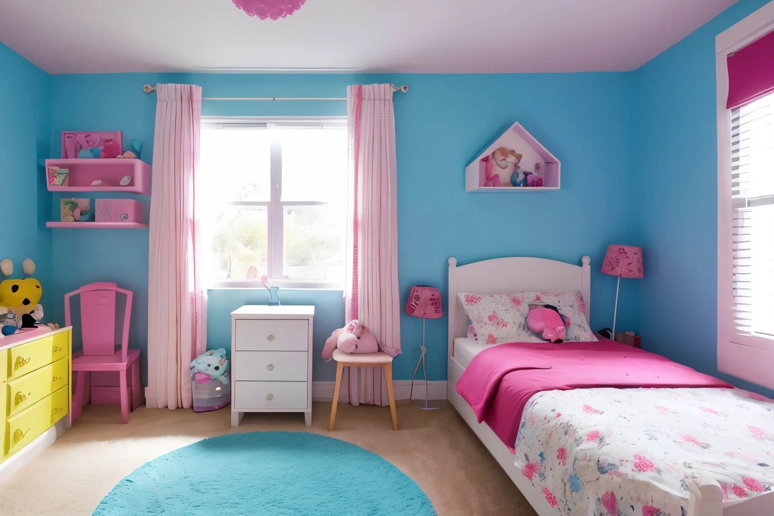Teenage girl in her realistic room
