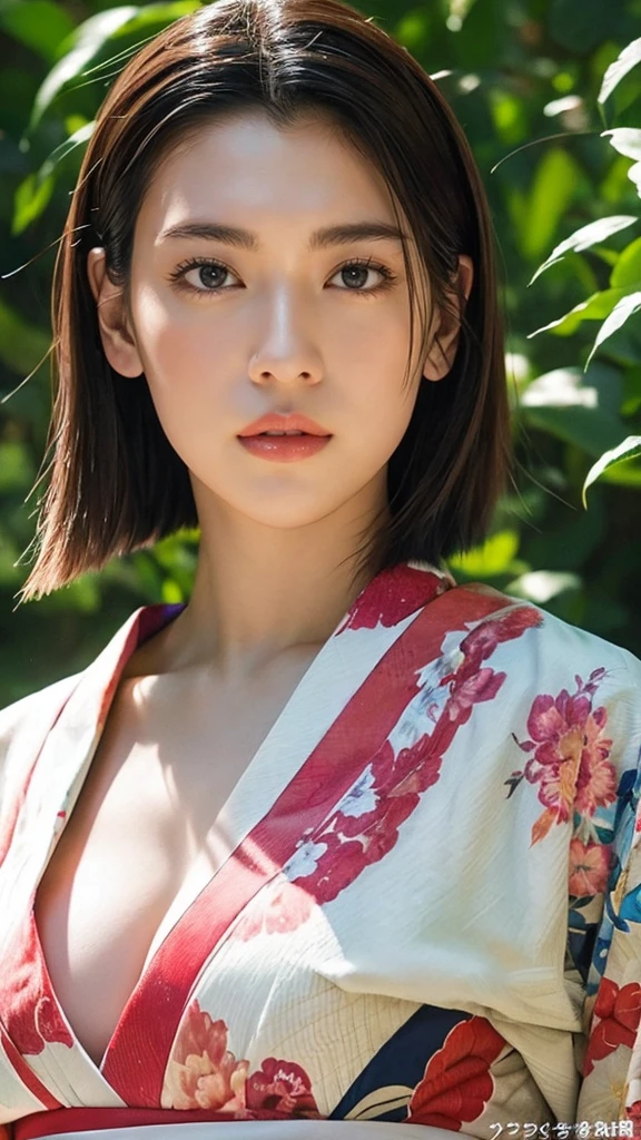 High resolution、masterpiece、Textured skin、high quality、超High resolution、Very detailed、woman、Japanese Kimono、Face close-up、Looking at the camera、Large Breasts、Perfect Style、Long legs、